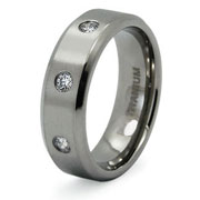 Satin Eternity Cubic Zirconia Titanium Wedding Band