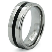 Black Stripe Step Edge Titanium Band