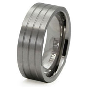 4 Row Flat Brush Finish 8mm Ring