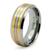 14K Gold Plated Inlay Titanium Wedding Band