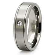 Bezel CZ Solitaire Titanium Band