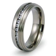 7mm Satin Finish CZ Titanium Eternity Band