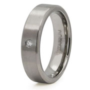 6mm Flat Satin CZ Solitaire Wedding Band