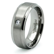 Titanium CZ Solitaire Promise Ring