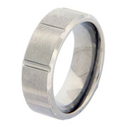 Bar Carved 8mm Flat Titanium Band