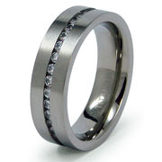 7mm Satin Finish CZ Titanium Eternity Ring