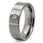 Carved Solitaire Cubic Zirconia Titanium Wedding Ring