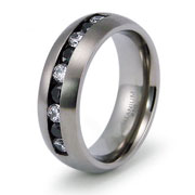Domed Satin CZ Channel Set Titanium Band