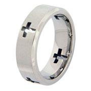 Titanium 7mm Christian Cross Wedding Band