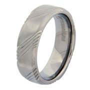 Three Engraved Striped Pattern 7mm Titanium Band
