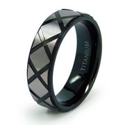 X Pattern Black Titanium Wedding Band