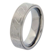7mm Carved Pattern Titanium Ring