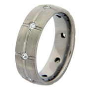 Titanium CZ Grid Bezel Set Band