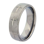 Cross Engraved 7mm Titanium Wedding Ring