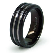 8mm Black Titanium Groove Wedding Ring