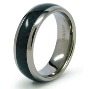 Domed Carbon Fiber Inlay Titanium Wedding Band