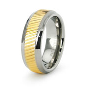 18K Plated Center Titanium Two Tone Wedding Band