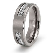 7mm Double Cable Inlay Titanium Wedding Band