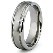 Satin & High Polish Titanium Milgrain Wedding Ring