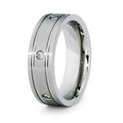 Bezel Set CZ 7mm Titanium Wedding Band