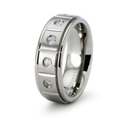 Five Stone Bezel Set CZ Titanium Wedding Band