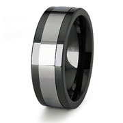Ceramic Tungsten Inlay Two Tone Ring