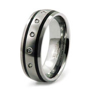 5 Bezel Set Diamond Tungsten Wedding Ring
