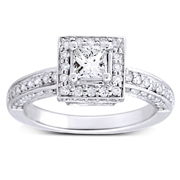 14K White Gold 1.00ct Princess Cut Engagement Ring