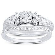 1.00ct 14K White Gold Engagement Ring Set