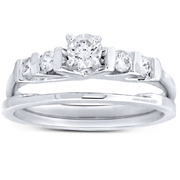 0.50ct 14K White Gold Prong Set Engagement Ring with Sidestones