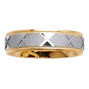 6mm X Pattern 14K Two Tone Wedding Band