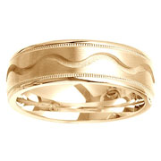 14K Yellow Gold Wave Pattern Wedding Ring