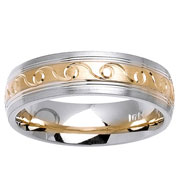 Wave Pattern 14K Two Tone Gold Wedding Ring