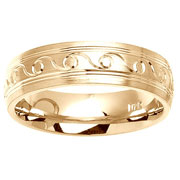 Wave Pattern 14K Yellow Gold Wedding Ring