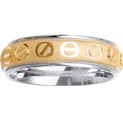 Designer Textured Pattern 14K Two Tone Ring