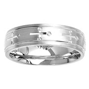Brush Finish Designer 14K White Gold Wedding Ring