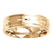 Brush Finish Designer 14K Yellow Gold Wedding Ring