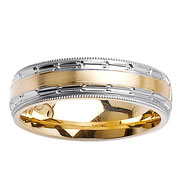 Milgrain Edge 14K Two Tone Gold Wedding Band