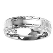 Milgrain Edge 14K White Gold Wedding Band