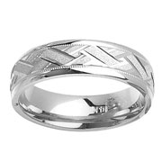 14K Weave Carved White Gold Wedding Band