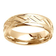 14K Weave Carved Yellow Gold Wedding Band
