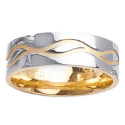 Wave 14K Two Tone Wedding Band