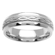 Braid Carved 14K White Gold Wedding Band