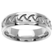 14K White Gold Wave Pattern Gold Wedding Band