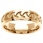 14K Yellow Gold Wave Pattern Gold Wedding Band