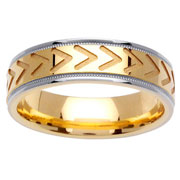 Arrow Design 14K Two Tone Wedding Band