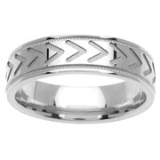 Arrow Design 14K White Gold Wedding Band