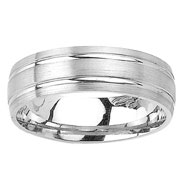6.5mm Double Channel 14K White Gold Wedding Band