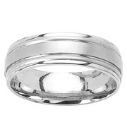 7mm Double Channel Satin Finish 14K White Gold Wedding Band