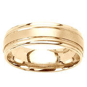7mm Double Channel Satin Finish 14K Yellow Gold Wedding Band